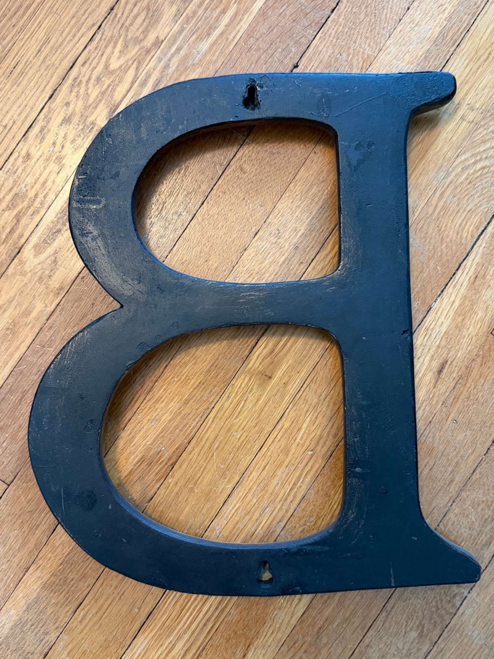 Large Decorative Letter B - Distressed Black with Gold Edges - Picture 4 of 5